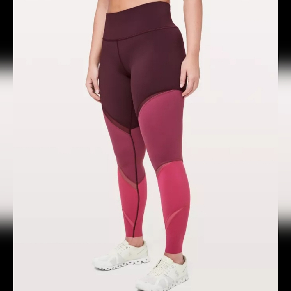 Lululemon Colour Me Ombre Tight Leggings 28" Nulux Mesh Adobe Blush Violet Red